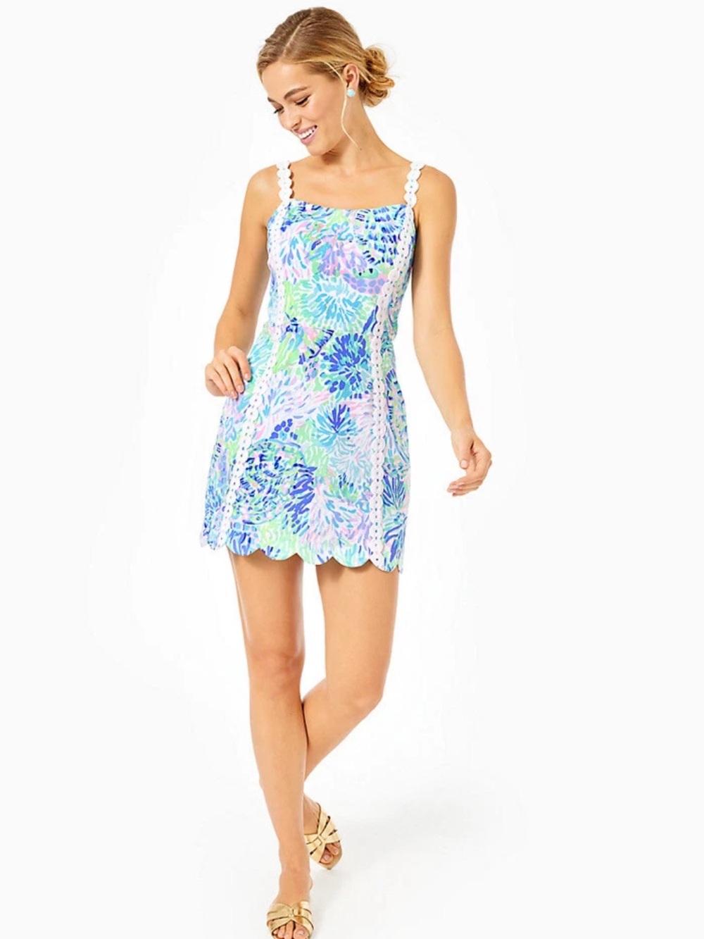 Lilly Pulitzer Jesse Romper Minidress Shell Of A Party | Size 2 | Scalloped Hem